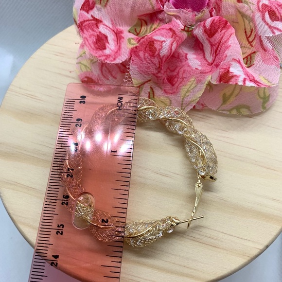 Gold CZ Hoop Earrings - Picture 7 of 7